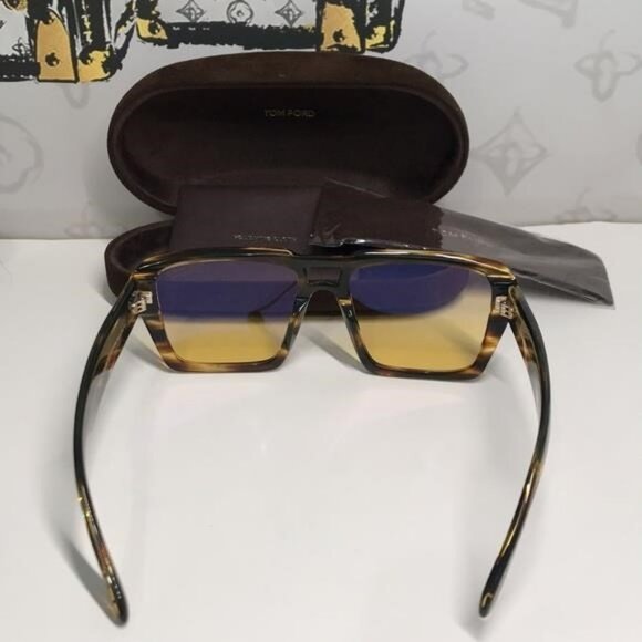 New Authentic Tom Ford TF1153 52E “Redford” Sunglasses – Dark Havana with Yellow - Picture 7 of 11